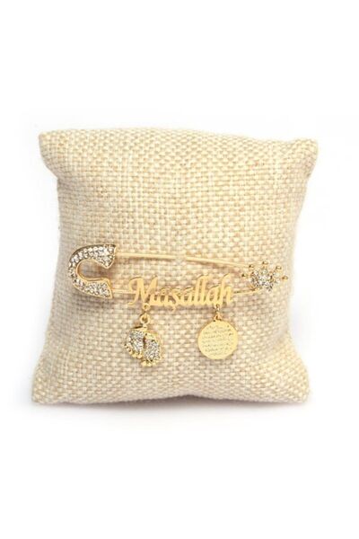 Sahi Aksesuar Kaplama Maşallah Yazılı Zirkon Taşlı Bebek Yaka Iğnesi Bki029