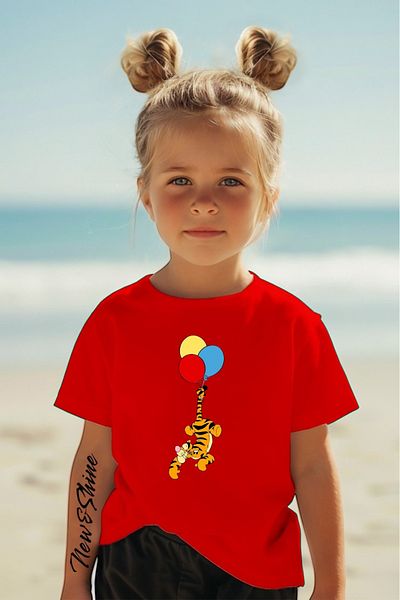 New Shine 1 T-Shirt Is a Gift for Purchases of 6 or More in the Cart - Tiger Printed Oversize Children's T-Shirt