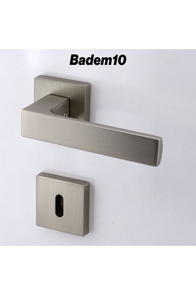 Badem10 (1 SET) Mâner de ușă de cameră inox, blocabil, cu rozetă pătrată, potrivit pentru ușa din interior și exterior