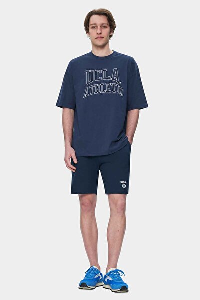 UCLA Ανδρικό μπλουζάκι WEBSTER Navy Blue Crew Neck με στάμπα Oversize