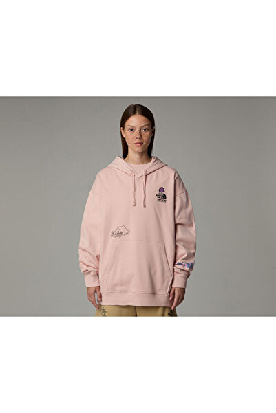 THE NORTH FACE Pink U Mountain Oversized Hoodie Unisex Outdoor Sweatshirt