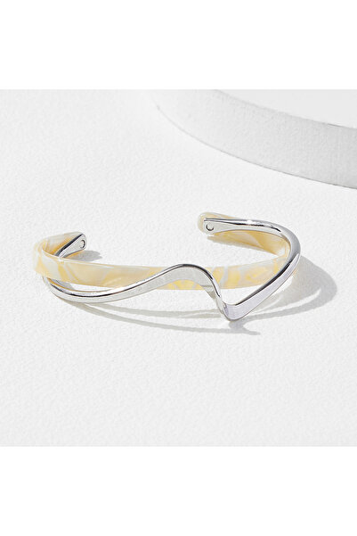 Choice silver White Acrylic Bracelets Board Bend Metal Bangles Women Hand Bra...