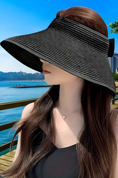 Uniquetrenders Women's Summer Straw Bow Visor Hat Beach Hat