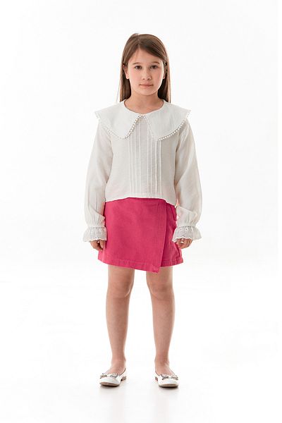 Fulla Moda 100% Cotton Elastic Waist Zippered Girl's Shorts Skirt