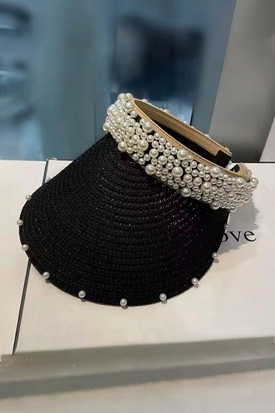 BAHELS Imported Black Pearl Straw Visor Hat Sperlik