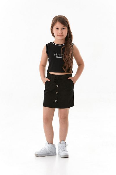 Fulla Moda Girl's Skirt with Tie-Up Buttons at the Waist