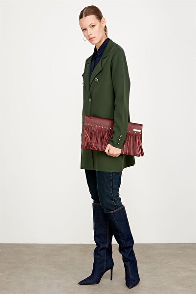 Tığ Triko New Crochet Knitwear Women's Double Breasted Collar Rayon Cardigan Hrk.21464.1