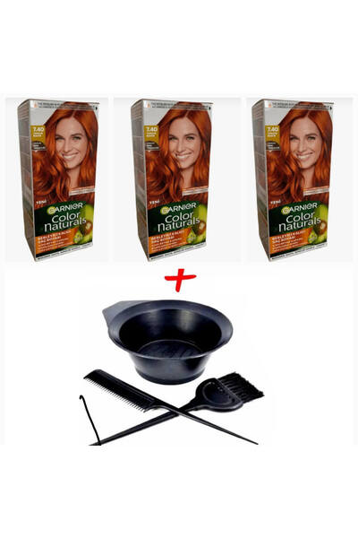 Garnier Color Naturals 7.40 Tarçın Bakırı 3 Adet (YENİ AMBALAJ) Saç Boyama Seti