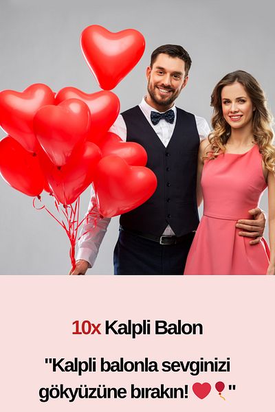 Baloncu Dede 10 Red Heart Balloons Love and I Love You Foil Balloon Helium Compatible Valentine's Day
