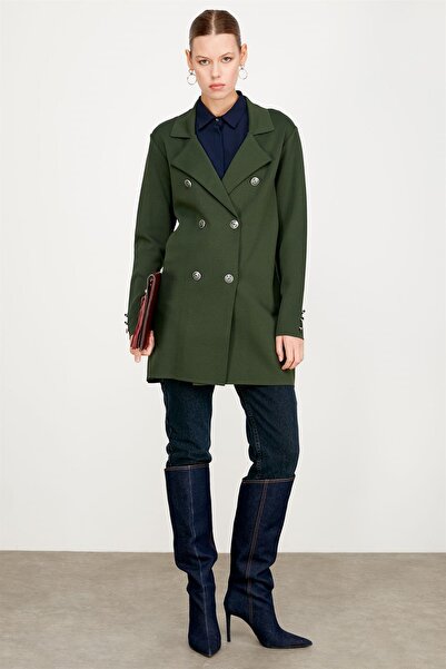 Tığ Triko New Crochet Knitwear Women's Double Breasted Collar Rayon Cardigan Hrk.21464.1