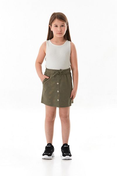 Fulla Moda Girl's Skirt with Tie-Up Buttons at the Waist