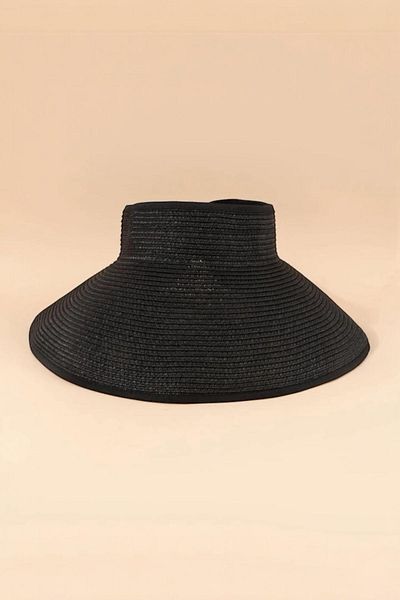 BAHELS Imported Black Bow Folding Sunscreen Straw Visor Hat