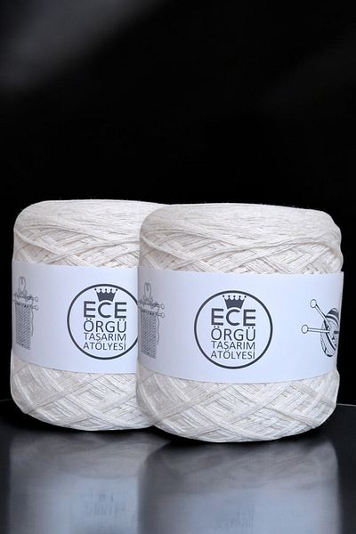 Ece Örgü Tasarım Atölyesi Κρεμ πολυώροφο βαμβακερό πλεκτό σχοινί χειρός
