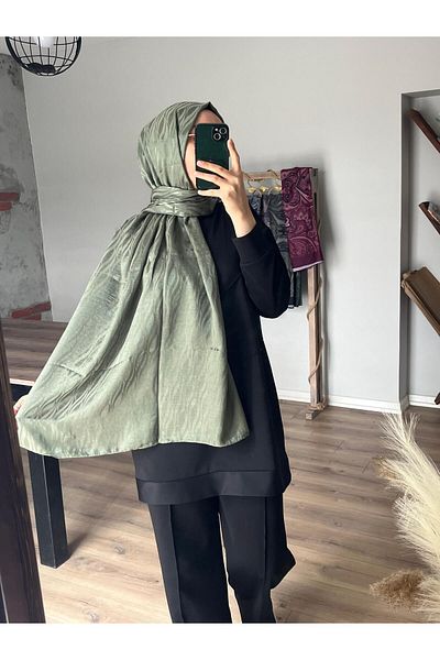 Merwiss Italian Wave Pattern Jacquard Green Shawl