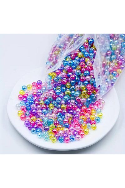 yiğit aksesuar 500Pcs Transparent Colorful Shiny Perforated Round Beads for Bracelet Necklace Jewelry Making Supplies