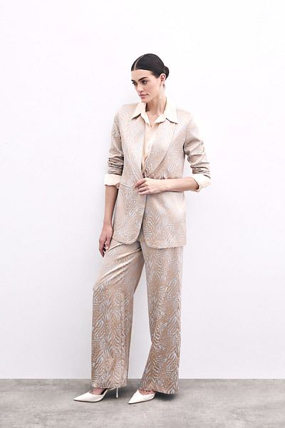 Sateen Pantaloni cu imprimeu zebră - Baby Blue