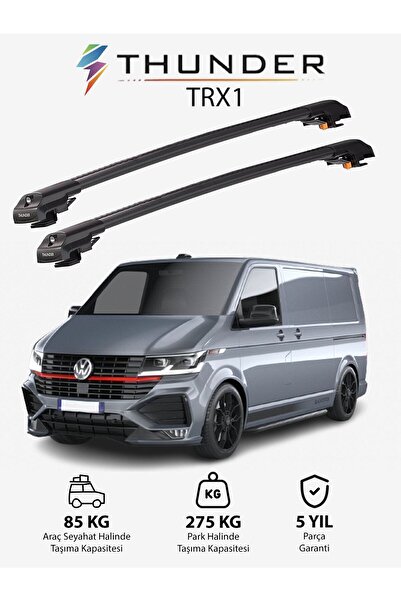 Thunder VOLKSWAGEN TRANSPORTER 2016-2022 TRX1 Thunder Carrier Kilitli Ara Atkı Taşıyıcı Tavan Barı Siyah