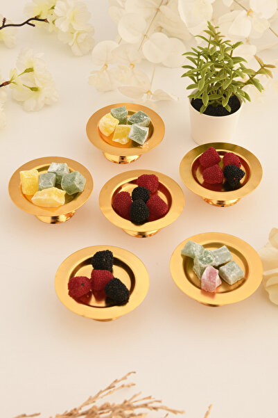 AKSESUAR EVRENİ Muli Ayaklı Makaron Lokumluk Gold 6 Lı Takım