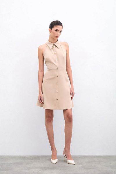 Sateen Beige Skinny Dress