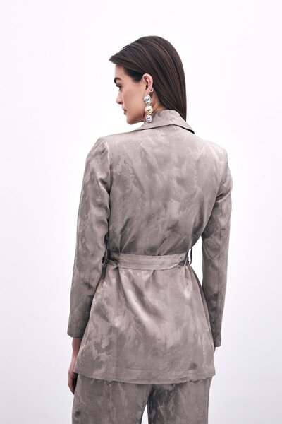 Sateen Жакет на шнурівці з жакарду - норка