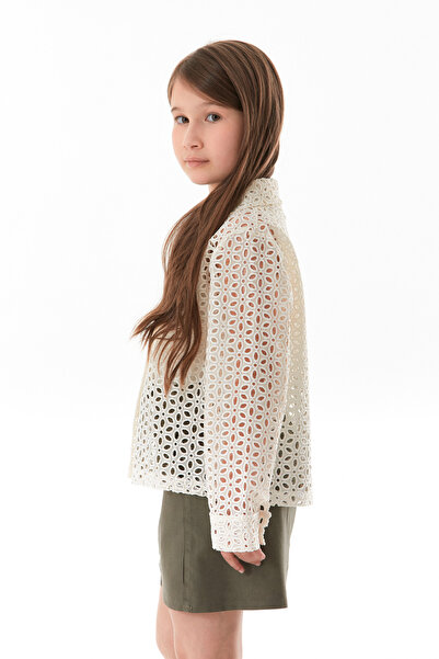 Fulla Moda Блузка з ґудзиками та вишивкою для дівчаток