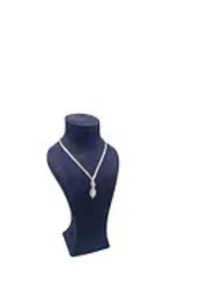 MeGass Dekor Luxury Model Geranium Fabric Navy Blue Color Height 31 cm Necklace Jewelry Display Mannequin