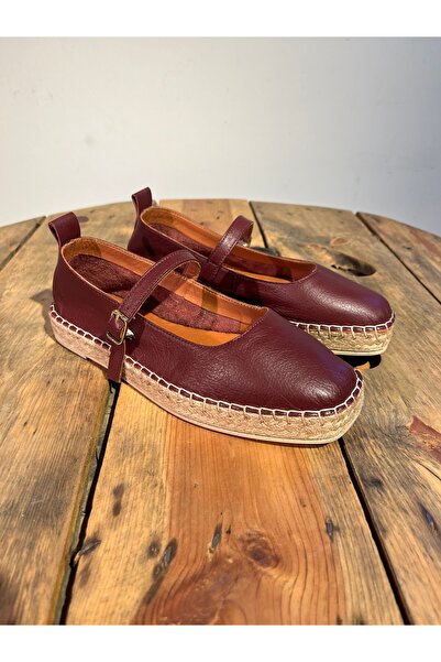 Butik Noble shoes hakiki deri kadın espadril babet