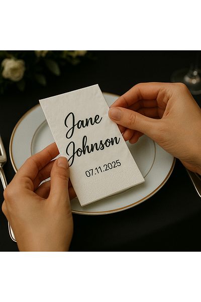 Karter İnovasyon Luxury Personalizable Napkin Borders: No:25 Soz Engagement Wedding Invitations