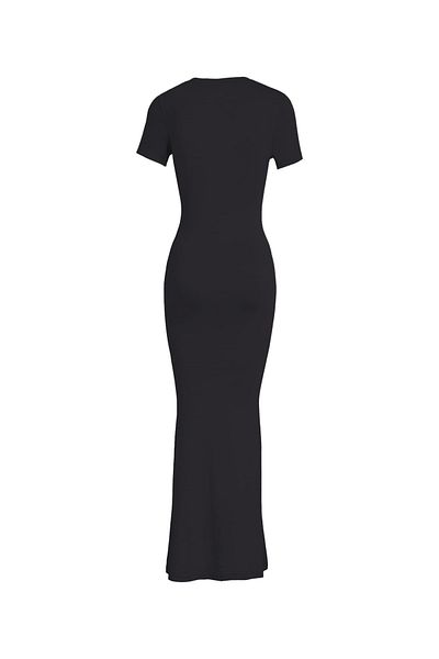 fablair Rochie maxi Hailey neagră cu mânecă scurtă pentru femei