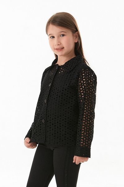 Fulla Moda Бродирана риза за момиче с копчета