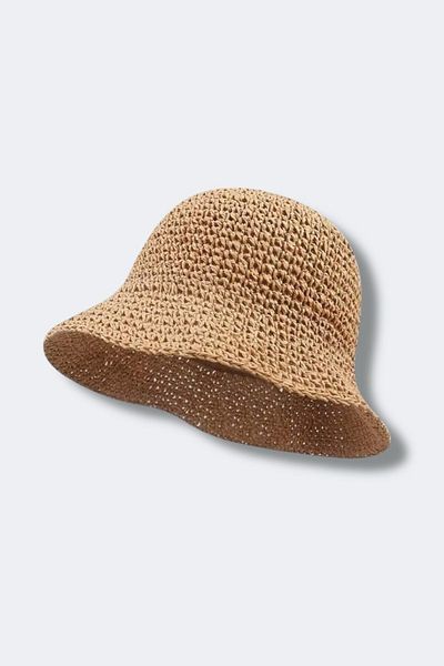 BAHELS Imported Camel Knitted Bucket Straw Hat