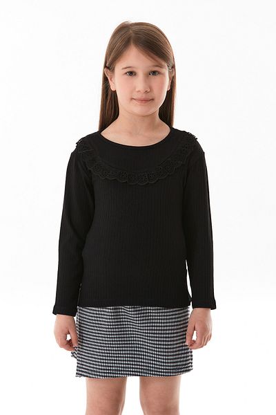Fulla Moda Ribbed Front Ruffled Lycra Girl's Bodysuit
