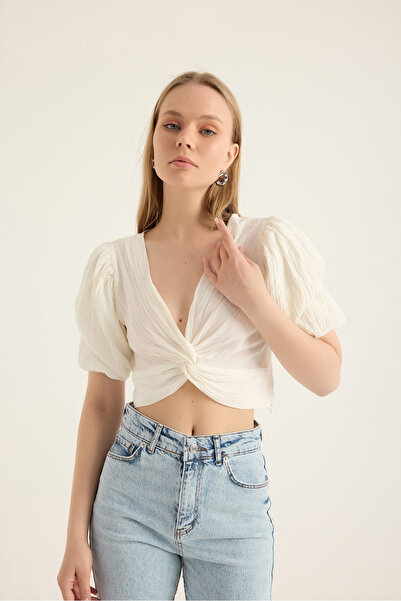 Sevilen Tekstil Bluză scurtă cu noduri dublu