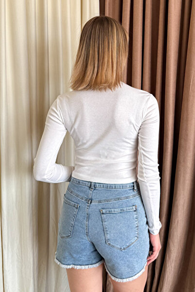 ModaPlaza Жіночий боді з коміром на кнопках, довгими рукавами та ребрами 21947