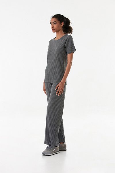 Fulla Moda Ribbed Elastic Waist Camisole Suit