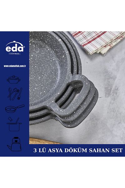 Eda طقم مقالي جرانيت فاخر 3 قطع 16 18 20