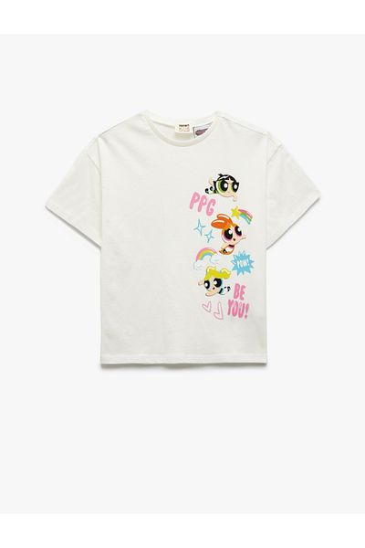 Koton Cotton Licensed Power Puff Girls Printed Short Sleeve T-Shirt