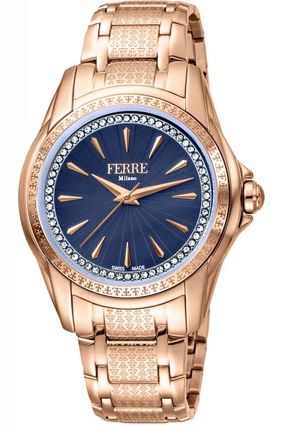 Ferre Milano FM1L119M0071 Watch FM1L119M0071 Women Rose Gold with Blue dial Quartz mechanism