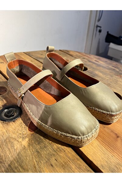 Butik Noble shoes hakiki deri kadın espadril babet