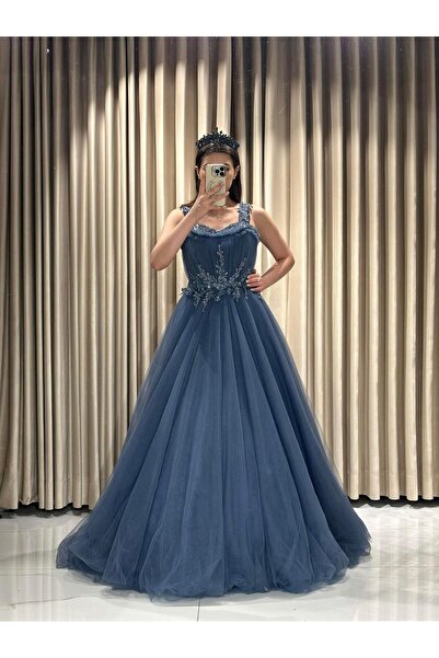 Kaleiçi Yıldızlar İndigo Çift Yaka İşlemeli Nişanlık 762