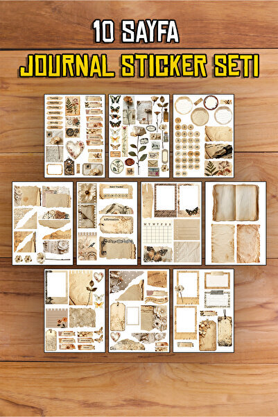 tifopix 10 Sayfa Vintage Sticker Seti Planner Ajanda Bullet Journal Set 10lu
