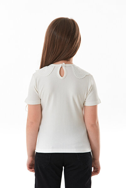 Fulla Moda Baby Collar Ribbed Girl's T-Shirt