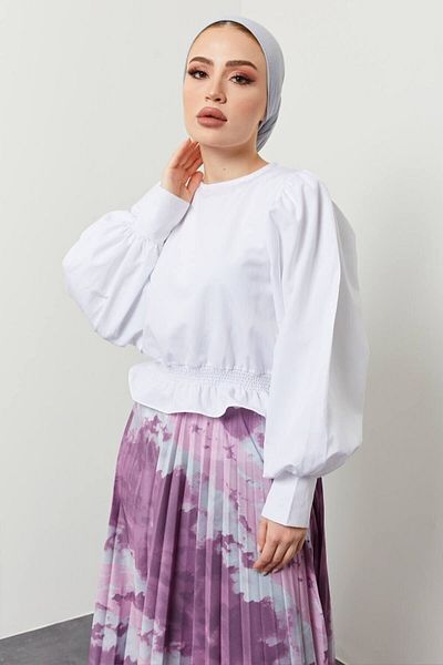 giyze Balloon Sleeve Shirt White 4534