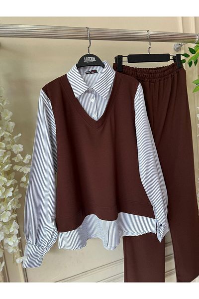 BisuModa Σετ 3 τεμαχίων από ύφασμα Scuba με γαρνιτούρα πουκάμισου
