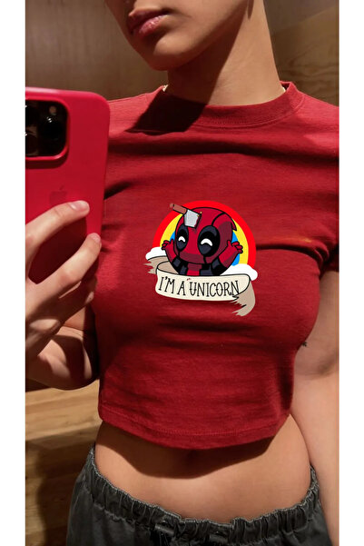 Bravebell Tricou Roșu Desene Animat Spider Unicorn Model Femei Crop Body