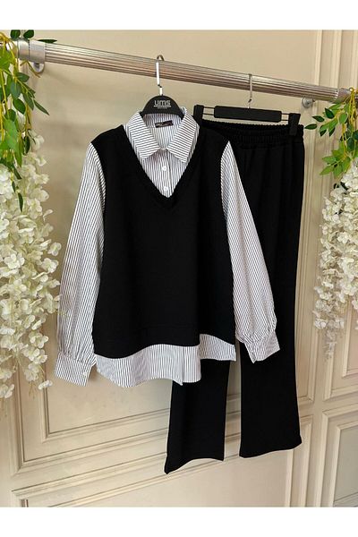 BisuModa Σετ 3 τεμαχίων από ύφασμα Scuba με γαρνιτούρα πουκάμισου