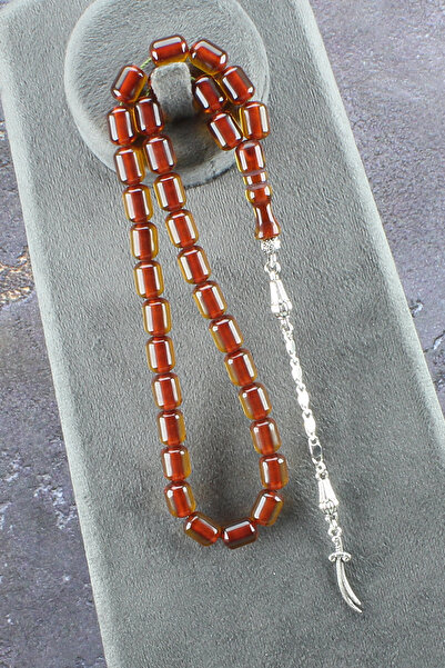 isfahantakı Şahane hafif tasarım orta boy 7x9 mm Zülfikar püsküllü ateş kehribar