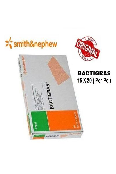 SMİTH & NEPHEW Antiseptic Bactigras Paraffined Tulle Wrap Wound Care Cover 15X20 cm - 10 Pieces