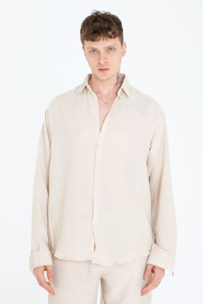 İMVAGO Ανδρικό πουκάμισο μπεζ Flared Oversize