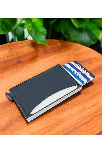 KUVARK Handmade Mechanized Card Holder Wallet - Genuine Calfskin Finish